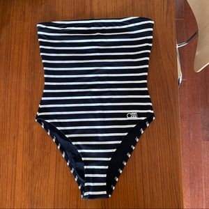 Solid and Striped Black & White Striped Swimsuit